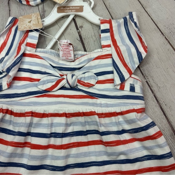 NWT tommy bahama Striped top and Navy Shorts Set with Headband sz 5 girls - Picture 3 of 12